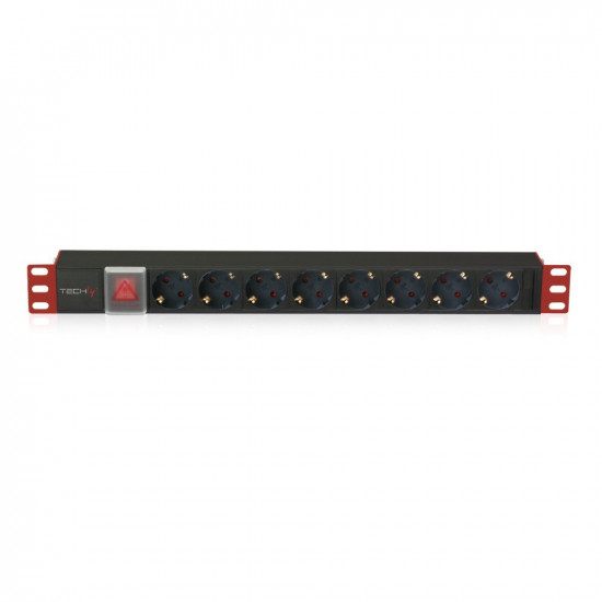 Techly I-CASE STRIP-81UD power distribution unit (PDU) 8 AC outlet(s) 1U Black, Red