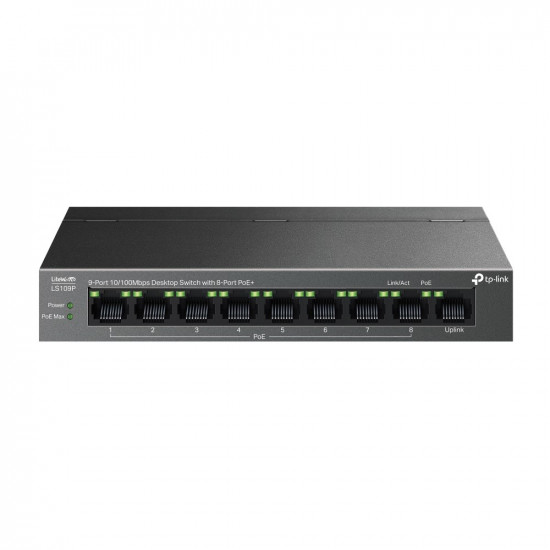 TP-Link LiteWave LS109P network switch Unmanaged Fast Ethernet (10/100) Power over Ethernet (PoE) Black