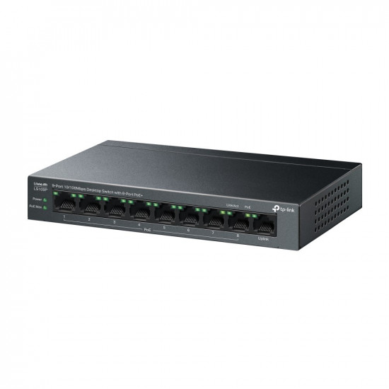 TP-Link LiteWave LS109P network switch Unmanaged Fast Ethernet (10/100) Power over Ethernet (PoE) Black