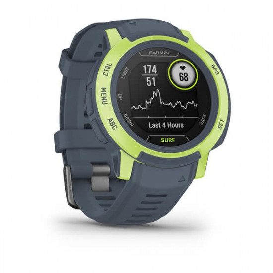 Garmin Instinct 2 Surf Edition 2.29 cm (0.9") MIP 45 mm Digital 176 x 176 pixels Green, Grey GPS (satellite)