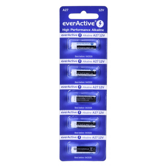 5 x alkaline batteries everActive 27A 12V- blister 5 pcs.