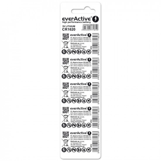 Lithium battery mini everActive CR1620 5 pcs.