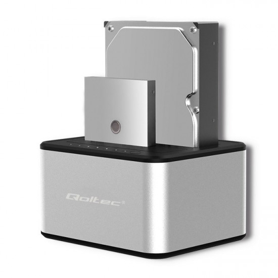 Qoltec 5316 2x HDD / SSD docking station | 2.5 /3.5 SATA | USB 3.0 | Clonning