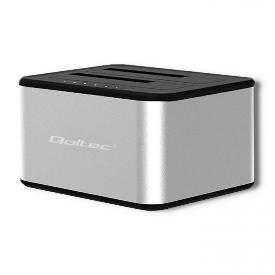 Qoltec 5316 2x HDD / SSD docking station | 2.5 /3.5 SATA | USB 3.0 | Clonning