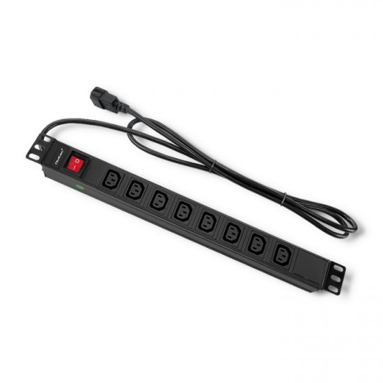 Qoltec 53998 Power strip for RACK 19" | 1U | 10A | PDU | 8xIEC C13 | 2m