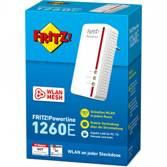 AVM FRITZ! Powerline 1260E 1200Mbit/s Eingebauter Ethernet-Anschluss WLAN white 1St ck(e) Single