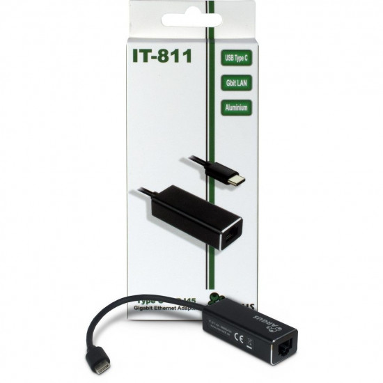 KAB Adapter USB-C Gigabit Lan RJ45 1000 MBit/s Inter-Tech Black