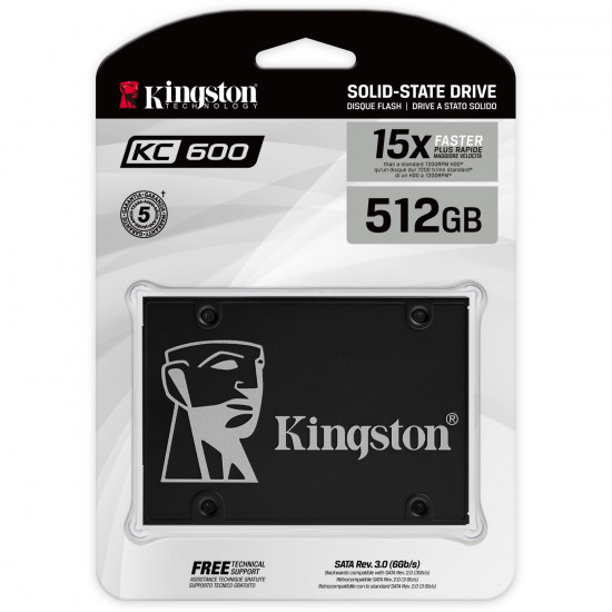 SSD|KINGSTON|KC600|512GB|SATA 3.0|TLC|Write speed 520 MBytes/sec|Read speed 550 MBytes/sec|2,5