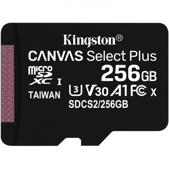 256GB Kingston Canvas Select Plus MicroSDXC 100MB/s +Adapter