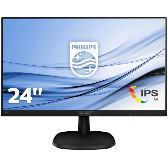 61cm/24'' (1920x1080) Philips V-Line 243V7QDAB 16:9 4ms DVI HDMI USB VGA VESA Speaker Full HD Black