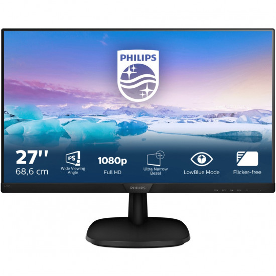 68,6cm/27'' (1920x1080) Philips V-Line 273V7QDSB 5ms 16:9 IPS HDMI VGA DVI VESA Full HD Black