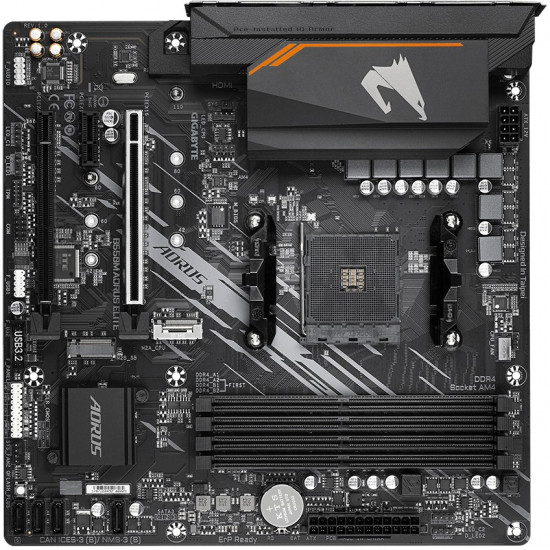 Mainboard|GIGABYTE|AMD B550|SAM4|Micro-ATX|Memory DDR4|Memory slots 4|1xPCI-Express 3.0 1x|1xPCI-Express 3.0 4x|1xPCI-Express 4.0 16x|2xM.2|1xDVI-D|1xHDMI|2xAudio-In|1xAudio-Out|4xUSB 2.0|4xUSB 3.2|1xPS/2|1xRJ45|B550MAORUSELITE1.3