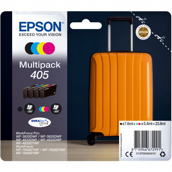 TIN Epson Tinte 405 C13T05G64010 4er Multipack (BKMCY) bis zu 300 Seiten