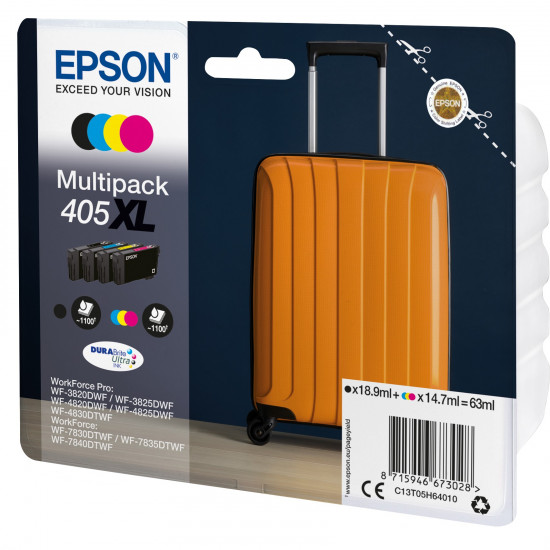TIN Epson Tinte 405XL C13T05H64010 4er Multipack (BKMCY) bis zu 1.100 Seiten
