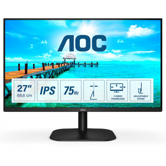 68,6cm/27'' (1920x1080) AOC 27B2DA 16:9 4ms HDMI VGA DVI VESA Speaker Full HD Black