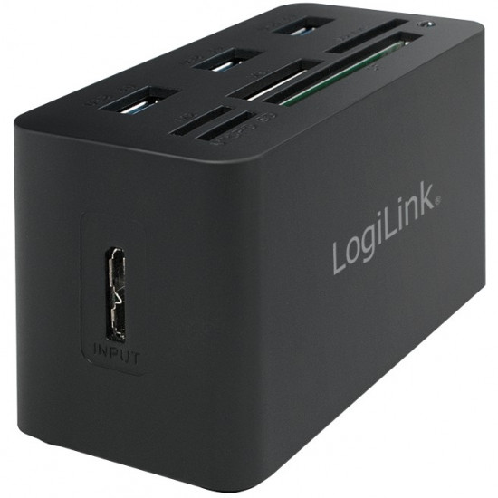 HUB All-in-One CardReader LogiLink SuperSpeed 3xUSB microSD/SD passiv Black