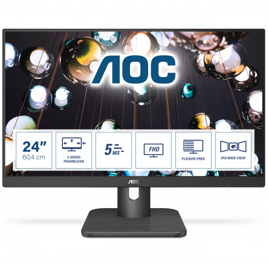 60,5cm/23,8'' (1920x1080) AOC 24E1Q 16:9 5ms IPS HDMI VGA DisplayPort VESA Speaker Full HD Black