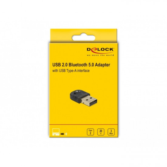 Bluetooth Stick USB2.0 V5.0 Class 2 DeLOCK Tiny Black
