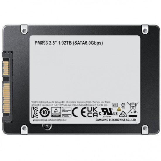 SAMSUNG PM893 480GB Data Center SSD, 2.5'' 7mm, SATA 6Gb/ s, Read/Write: 560/530 MB/s, Random Read/Write IOPS 98K/31K