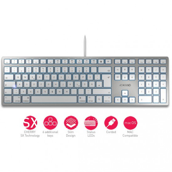Cherry KC 6000 SLIM FOR MAC USB Silber - Keyboard layout might be German