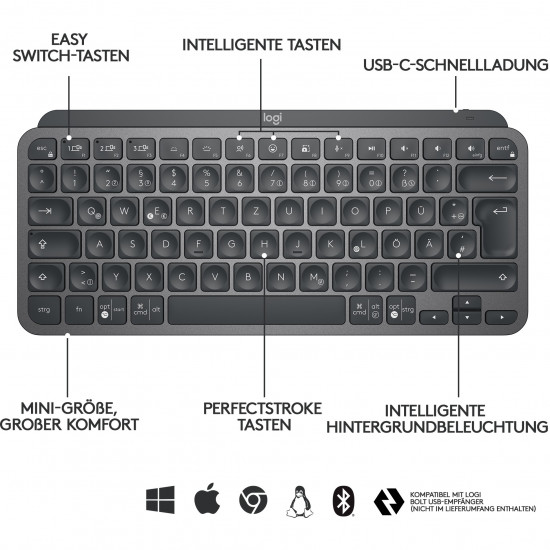 Logitech MX Keys Mini - Tastatur Hintergrundbeleuchtung - Keyboard layout might be German