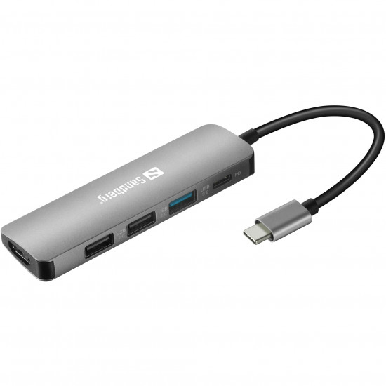 Sandberg USB-C 3xUSB3.0 1xUSB-C 1xHDMI Grey