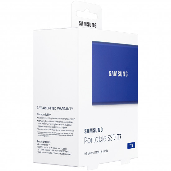 1TB Samsung Portable T7 USB 3.2 Gen2 Blue retail