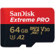 SanDisk Extreme PRO microSDXC 64GB + SD Adapter + 2 years RescuePRO Deluxe up to 200MB/s & 90MB/s Read/Write speeds A2 C10 V30 UHS-I U3, EAN: 619659188573