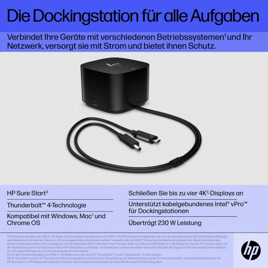 HP Thunderbolt 280W G4 Dock with Combo Cable f r Notebook und mobile Workstation