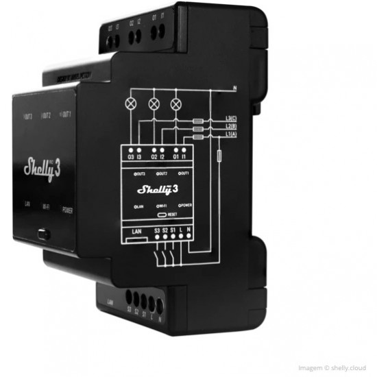 Home Shelly Relais inchPro 3inch WLAN LAN 3x 16A 3 Kan le 3 Phasen Max. 48A BT DIN-Rail