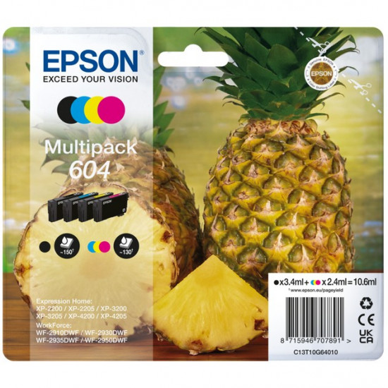 TIN Epson Tinte 604 C13T10G64010 4er Multipack (BKMCY) bis zu 130 Seiten