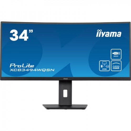 34''/86,4cm (3440x1440) iiyama XCB3494WQSN 0,4ms HDMI DisplayPort USB 3.0 Height Adj. Stand Speaker Black