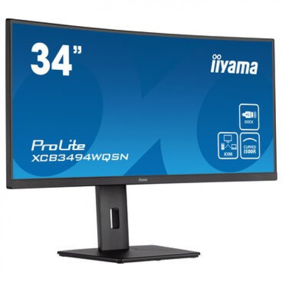 34''/86,4cm (3440x1440) iiyama XCB3494WQSN 0,4ms HDMI DisplayPort USB 3.0 Height Adj. Stand Speaker Black