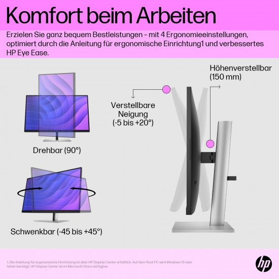 68,6cm/27'' (2560x1440) HP E27q G5 IPS HDMI DP Pivot QHD