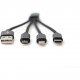 USB Lightning/Micro-USB/USB-C 0,15m Digitus Black