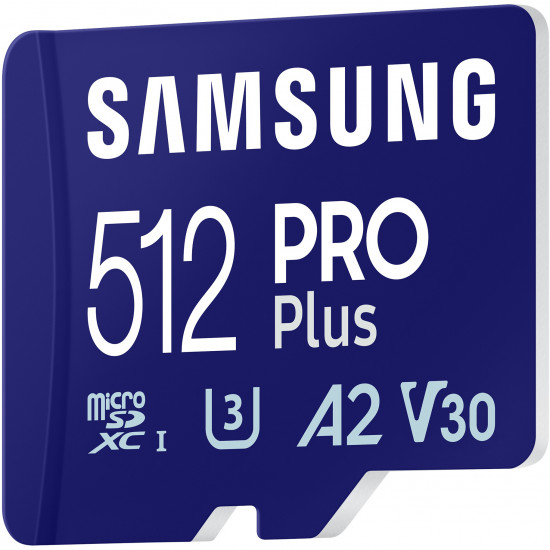 SAMSUNG PRO Plus 512GB microSD UHS-I U3 Full HD 4K UHD 180MB/s Read 130MB/s Write Memory Card Incl. SD-Adapter 2023