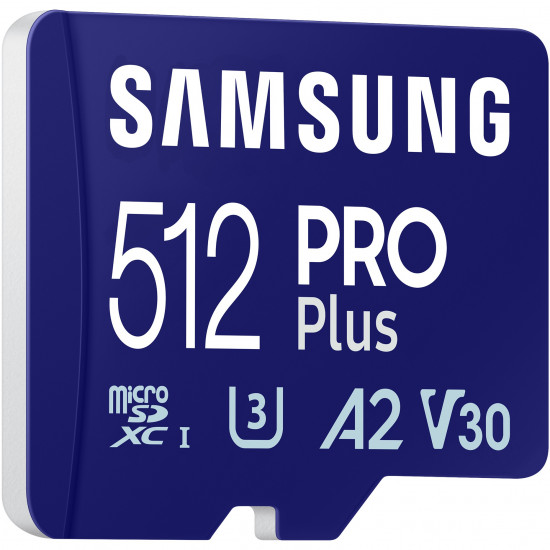 SAMSUNG PRO Plus 512GB microSD UHS-I U3 Full HD 4K UHD 180MB/s Read 130MB/s Write Memory Card Incl. SD-Adapter 2023