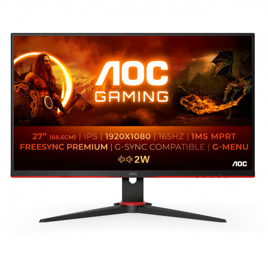 68,6cm/27 (1920x1080) AOC G2 27G2SPAE/BK FHD 165Hz IPS 1ms 2xHDMI VGA DP LS black/red