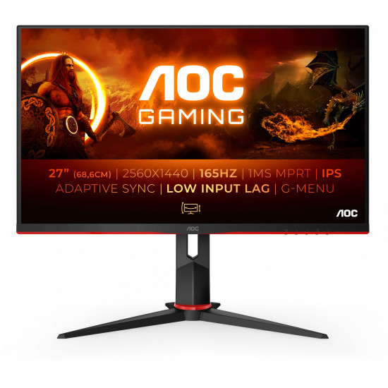 68,6cm/27inch (2560x1440) AOC Gaming G2 Q27G2S/EU QHD LED IPS 165Hz 1ms 2xHDMI DP Pivot Black/Red