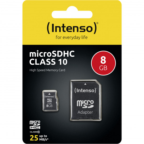 MEMORY MICRO SDHC 8GB C10/W/ADAPTER 3413460 INTENSO