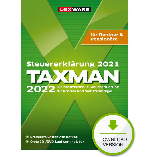 Lexware Taxman 2022 f r Rentner&Pension re - 1 Device, 1 Year - ESD-Download ESD