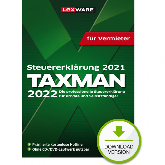 Lexware Taxman 2022 f r Vermieter - 1 Device - ESD-Download ESD