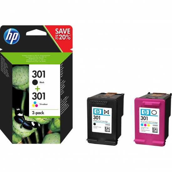 TIN HP Tinte 301 N9J72AE Combo 2er Pack Schwarz & Color (Cyan/Magenta/Gelb)