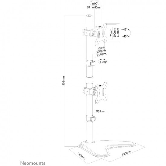 Tischhalterung f r zwei Flachbildschirme bis 32inch 8KG FPMA-D550DDVBLACK Neomounts