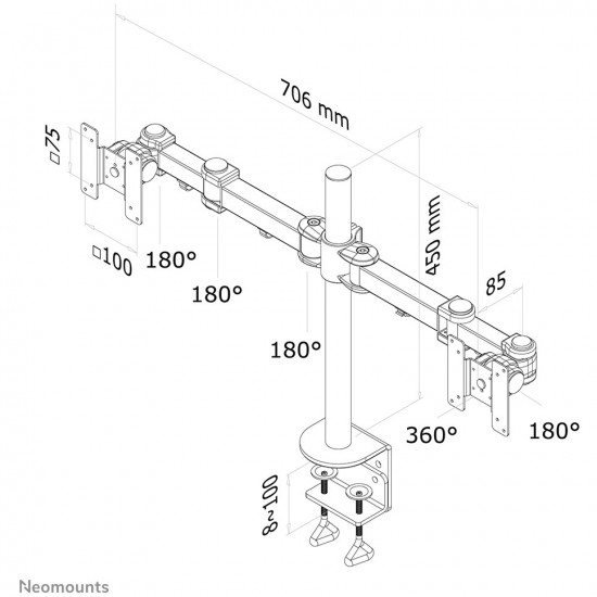 Tischhalterung f r zwei Flachbildschirme bis 27inch (69 cm) 8KG FPMA-D960D Neomounts