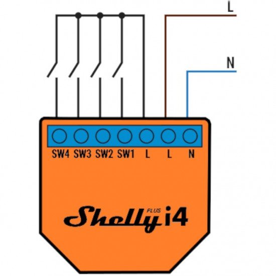 Home Shelly Relais inchPlus i4inch WLAN Szenenaktivierer BT Unterputz