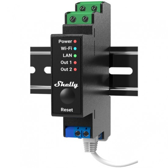 Home Shelly Relais inchPro 2PMinch WLAN LAN Max. 25A 2 Kan le 1 Phase BT Messfunktion DIN-Rail