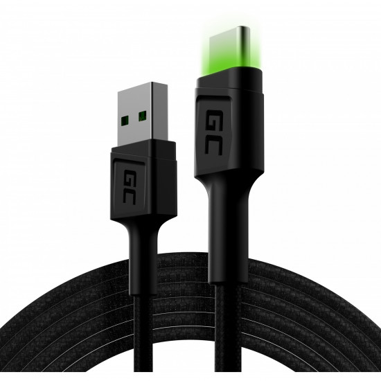 KAB USB USB-C (ST - ST) 2m Green Cell Backlight Green LED Black