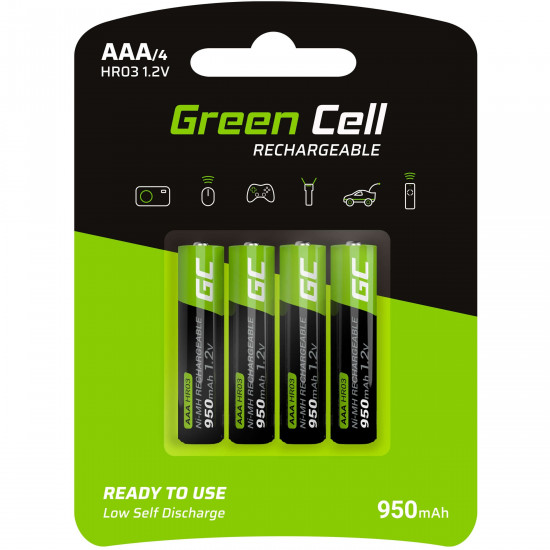 Akku 4xAAA HR03 950mAh Green Cell