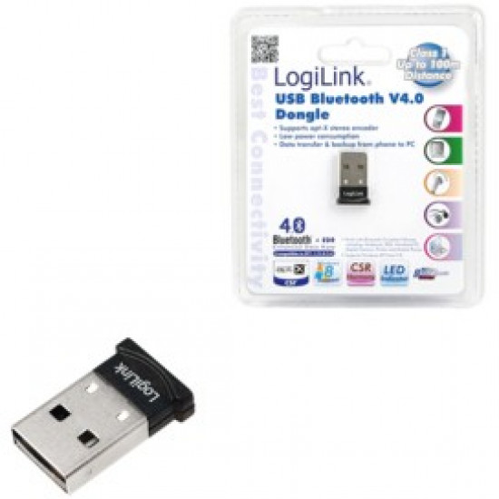 Bluetooth Stick USB2.0 V4.0 Class 1 LogiLink Tiny Black